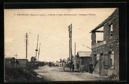 CPA Fransart, Café De La Gare D`Hattencourt, Passage à Niveau  - Sonstige & Ohne Zuordnung