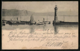 AK Lindau /Bodensee, Hafeneinfahrt Mit Dampfern  - Lindau A. Bodensee