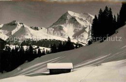 12646516 Zweisimmen Winterlandschaft Am Rinderberg Blick Auf Gsuer Und Albristho - Sonstige & Ohne Zuordnung