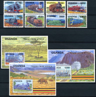 Uganda 890-897 + Block 133-135 Postfrisch Eisenbahn #IU725 - Oeganda (1962-...)