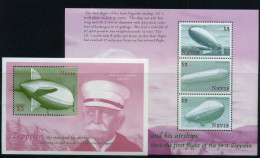Nevis 1539-1541 + Block 182 Postfrisch Zeppelin Kleinbogen #GO583 - Anguilla (1968-...)
