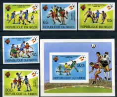 Niger 767-771 + Bl 34 Postfrisch Fußball Geschnitten #GE545 - Níger (1960-...)