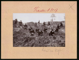 Fotografie Brück & Sohn Meissen, Ansicht Dresden, K.S. Schützen-(Füsilier-)Regiment No. 108, Trupp Hat Feind Gesich  - Krieg, Militär