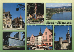 12466396 Biel Bienne Rathaus Brunnen Fliegeraufnahme Solardach Markt Burg Biel/B - Andere & Zonder Classificatie