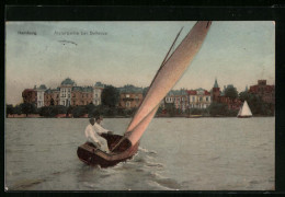 AK Hamburg-Winterhude, Alsterpartie Bei Bellevue Mit Segelboot  - Winterhude