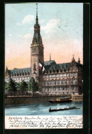 AK Hamburg, Das Rathaus Mit Ruderboot  - Mitte