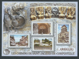 France 2015 Pilgrimage To The Tomb Of St James The Apostle In Santiago De Compostela Set Of 4 Stamps In Block MNH - Christianisme