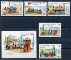 Kambodscha 1523-1527 + Block 325 Postfrisch Eisenbahn #IU773 - Kambodscha