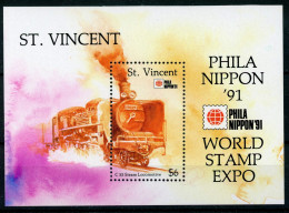 St. Vincent Block 174 Postfrisch Eisenbahn Lokomotive #IU814 - St.Vincent & Grenadines