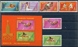 Togo 1422-1427 A + Block 154 A Postfrisch Olympiade 1980 #JG754 - Togo (1960-...)