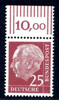 Bund Dauerserie/ DS Heuss I 186 Y W OR Postfrisch #JE818 - Francobolli In Bobina