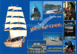 72970638 Warnemuende Ostseebad Segelschiff Leuchtturm Strand Hotel Dampflokomoti - Rostock