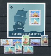 Malediven Kleinbogen 756-763+Block49 Postfrisch Schiff #IF606 - Maldives (1965-...)