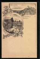 Lithographie Meiningen, Schloss Landsberg Und Strassenpartie Mit Meierei  - Meiningen