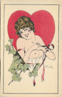 PINTI ILLUSTRATEUR - EROTISME, FEMME SEINS NUS - FLEURS D AMOUR ( COEUR ) VOIR LES SCANNERS - Otros & Sin Clasificación