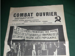 MAI 68 ET APRES : COMBAT OUVRIER , JOURNAL COMMUNISTE NORD PAS DE CALAIS  SOMME LE N°2 DE JANVIER 1969 - 1950 - Nu