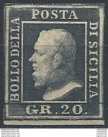 1859 Sicilia 20 Grana Ardesia Scuro MNH Sassone N. 13c - Sicilia