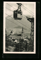 AK Mariazell, Teilansicht Mit Seilschwebebahn Bürgeralpe, Kirche Und Sauwand  - Funiculares