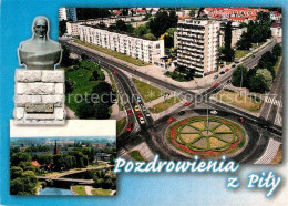 72961004 Pila Rondell Stadtpanorama Denkmal Statue Pila - Pologne