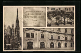 AK Wien, Restaurant Deutsches Haus Von Friedrich Kargl, Garten, Kirche  - Andere & Zonder Classificatie