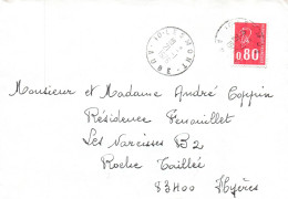 ENVELOPPE AVEC CACHET LESMONT DANS L' AUBE LE 21/1/1976 - 1961-....