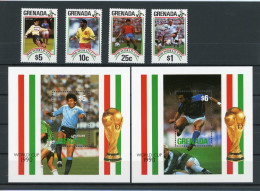 Grenada 2161-2164+Block255-256 Postfrisch Fussball #GE668 - Grenada (1974-...)