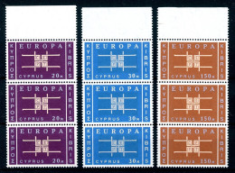 Zypern Senkr. 3er Streifen Oberrand 225-227 Postfrisch CEPT #GU544 - Gebraucht