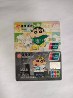 China, Crayon Shinchan, Usui Yoshito, (2pcs) - Cartes De Crédit (expiration Min. 10 Ans)