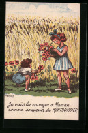 CPA Illustrateur Montboissier, Fille Pflücken Mohnblumen Am Kornfeld  - Other & Unclassified