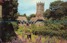 R082080 Old Thatched Cottages And Church. Godshill. I. W. Jarrold. Nigh. 1972 - World