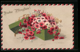 Künstler-AK Meissner & Buch (M&B) Nr. 2033: Rot-weisse Blumen Mit Weidenkätzchen  - Autres & Non Classés