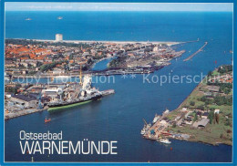 72953491 Warnemuende Ostseebad Hafeneinfahrt Warnow Fliegeraufnahme Warnemuende - Rostock