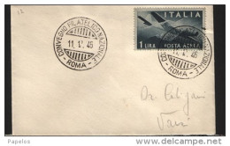 1946 LETTERA CON ANNULLO SPECIALE  CONVEGNO FILATELICO NAZIONALE ROMA - 1946-60: Poststempel