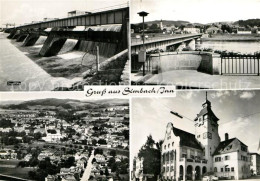 72952811 Simbach Inn Staustufe Bruecke Kirche Fliegeraufnahme Simbach - Simbach