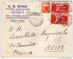 1947  LETTERA ESPRESSO CON ANNLLO PIACENZA - Express/pneumatic Mail