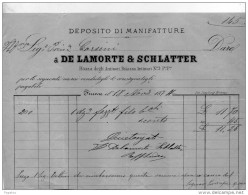 1874  FATTURA  -  FIRENZE DE LAMORTE & SCHLATTER  DEPOSITO MANIFATTURE - Italie