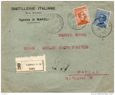 1920   LETTERA RACCOMANDATA INTESTATA DISTILLERIE ITALIANA CON ANNULLO  NAPOLI 22 - Storia Postale