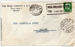 1933 LETTERA CON ANNULLO MILANO + TARGHETTA CALORE BENEVENTO  + - Poststempel