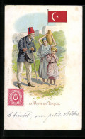Lithographie Turquie, La Poste, Türkischer Briefträger, Briefmarke  - Turchia
