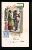 Lithographie Perse, La Poste, Persischer Briefträger, Briefmarke  - Irán