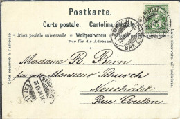 SUISSE Ca. 1904: CP Ill. De Zürich Pour Neuchâtel - Storia Postale