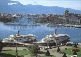 12369626 Geneve GE Les Bateaux Salon Rhone Et Helvetie La Rade Et La Cathedrale  - Otros & Sin Clasificación