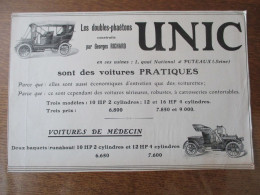 UNIC LES DOUBLES-PHAETONS CONSTRUITS PAR GEORGES RICHARD VOITURES PRATIQUES DECOUPI - Advertising