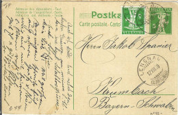 SUISSE Ca. 1910: CP Entier De 5c De Lengnau Pour Krumbach (Allemagne) - Postwaardestukken