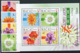 Macau 735-738, Block 23 Postfrisch Blumen #JK989 - Sonstige & Ohne Zuordnung