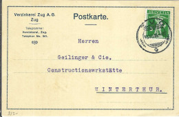 SUISSE Ca. 1914: CP Ill. De Zug Pour Winterthur - Cartas & Documentos