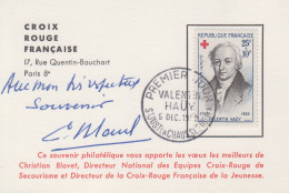 Petite  Carte  Maximum  1er  Jour   FRANCE    CROIX  ROUGE   Valentin  HAÜY    SAINT  JUST  EN CHAUSSEE   1959 - 1950-1959