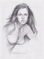 (Topless Woman) - Akt / Aktzeichnung / Frau / Woman / Femme / Nude / Dessin - Stiche & Gravuren