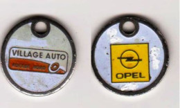 Jeton De Caddie  " OPEL - Village Auto Rocade Nord DIJON " (scann Recto-verso) [H]_Je092 - Trolley Token/Shopping Trolley Chip