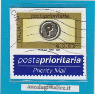 USATI ITALIA POSTA PRIORITARIA 2003 - Ref.1426 "5^ Emissione" 1 Val. Da €0,62 Con Appendice - - 2001-10: Usati